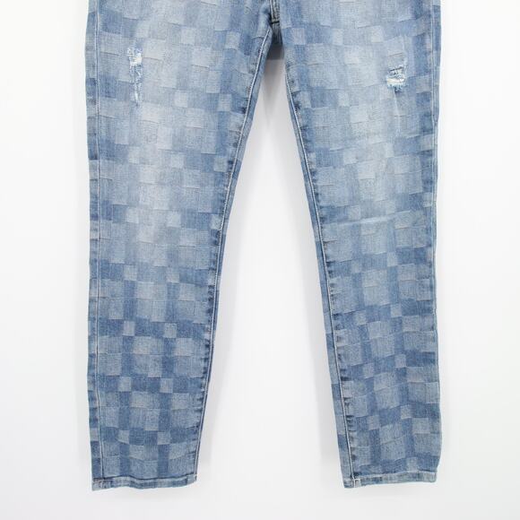 Current/Elliott Jeans Blue Distressed Checkered Grid Fling Slim Boyfriend 26 - Picture 5 of 14